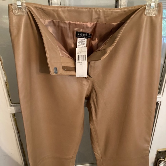 Michael Kors 100% Genuine Leather Pants Boot Leg Size 6 Color Caramel